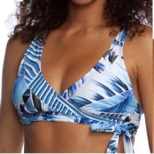 LA BLANCA Women's surplice Faux Wrap Bra Bikini Swimsuit Top